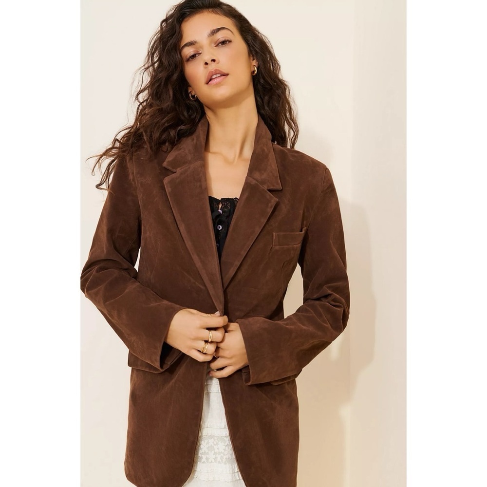New Free People Suede Blazer Jacket Dark Brown We The Free Size XS
